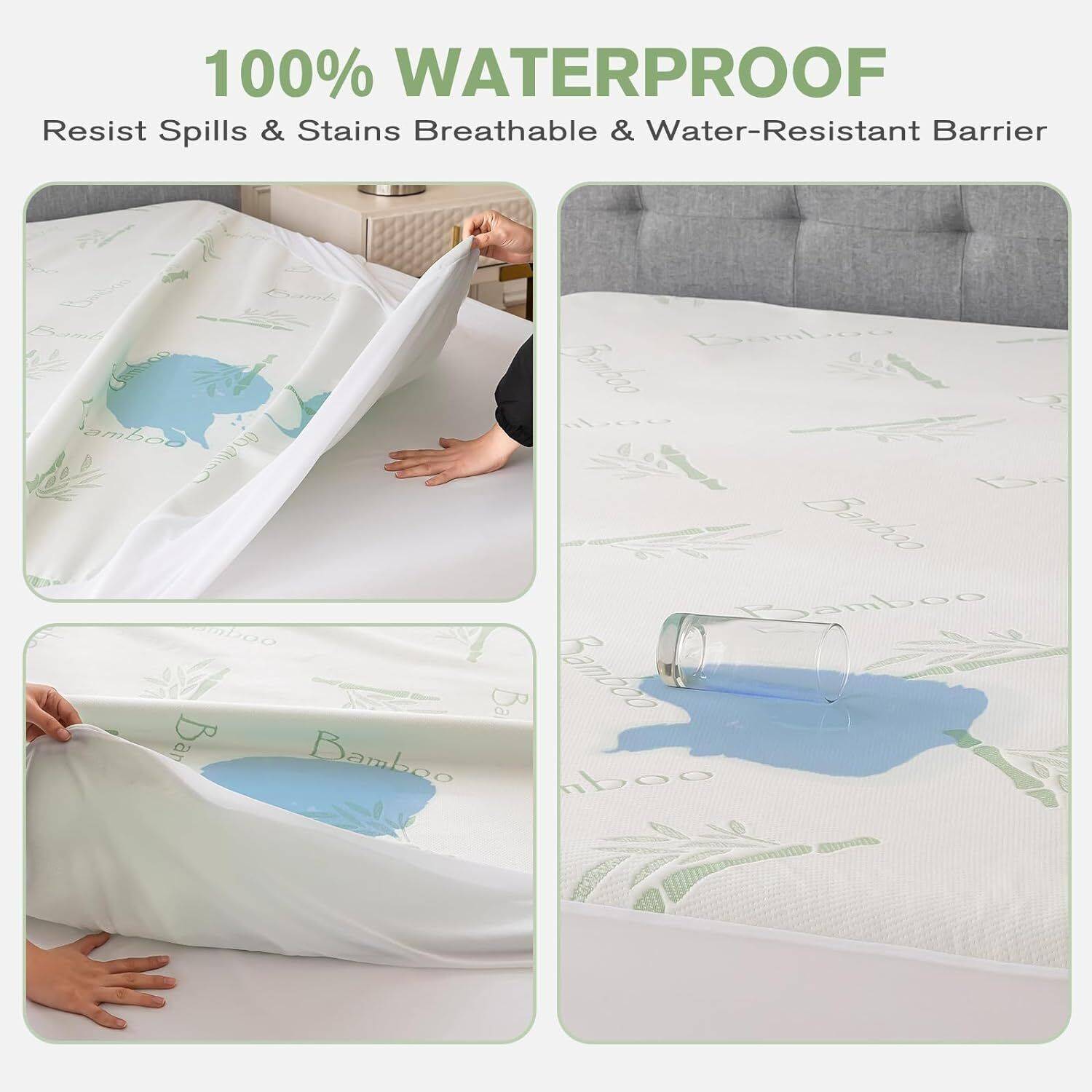 Waterproof Bamboo Fully Fitted Mattress Protector Single KS Double Queen King