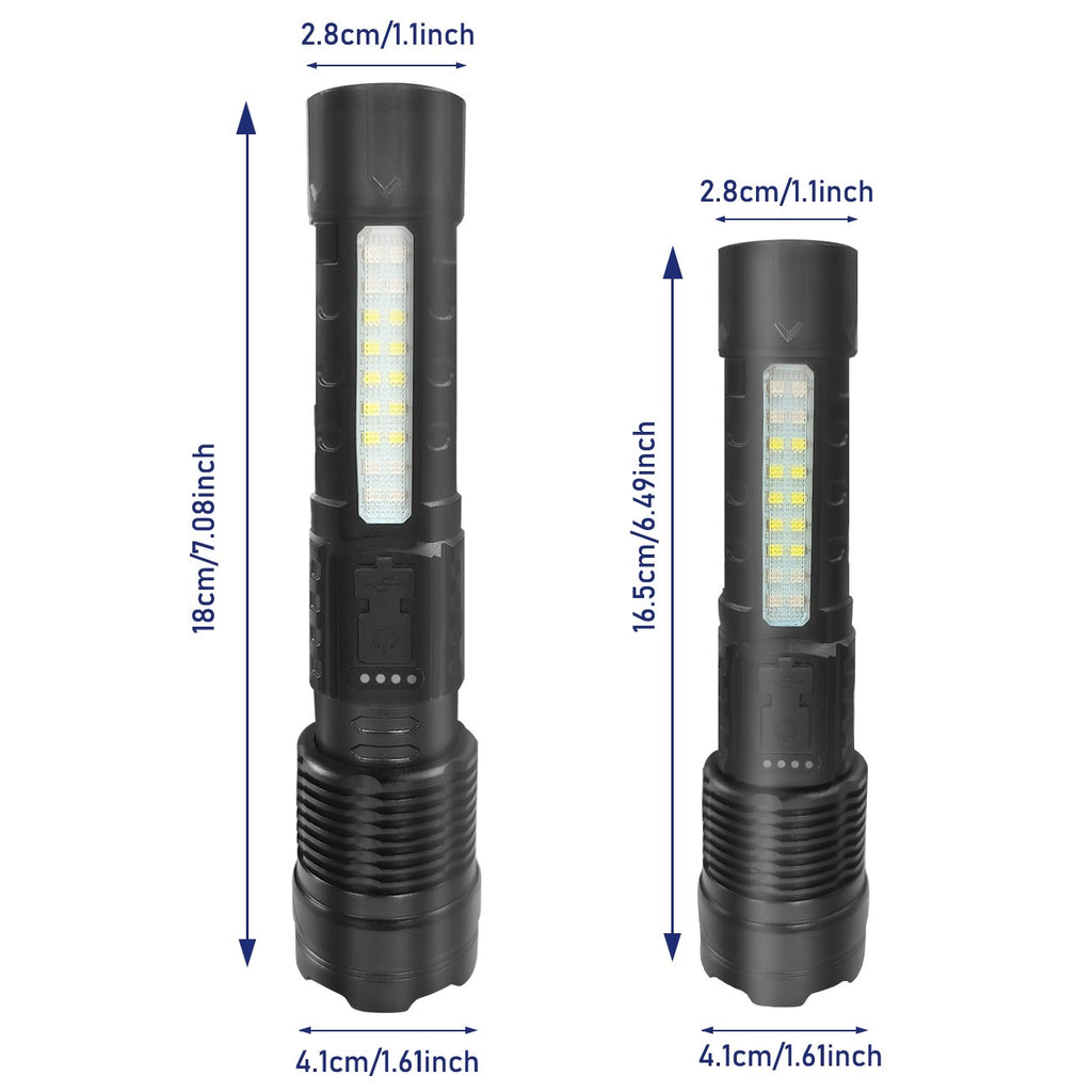 Rechargeable LED Flashlight Tactical Torch Police Super Bright Work Light Lamp Red White Blue 3 Light USB Charging