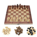 3in1 Large FOLDING WOODEN CHESS SET Board Game Checkers Backgammon Toy