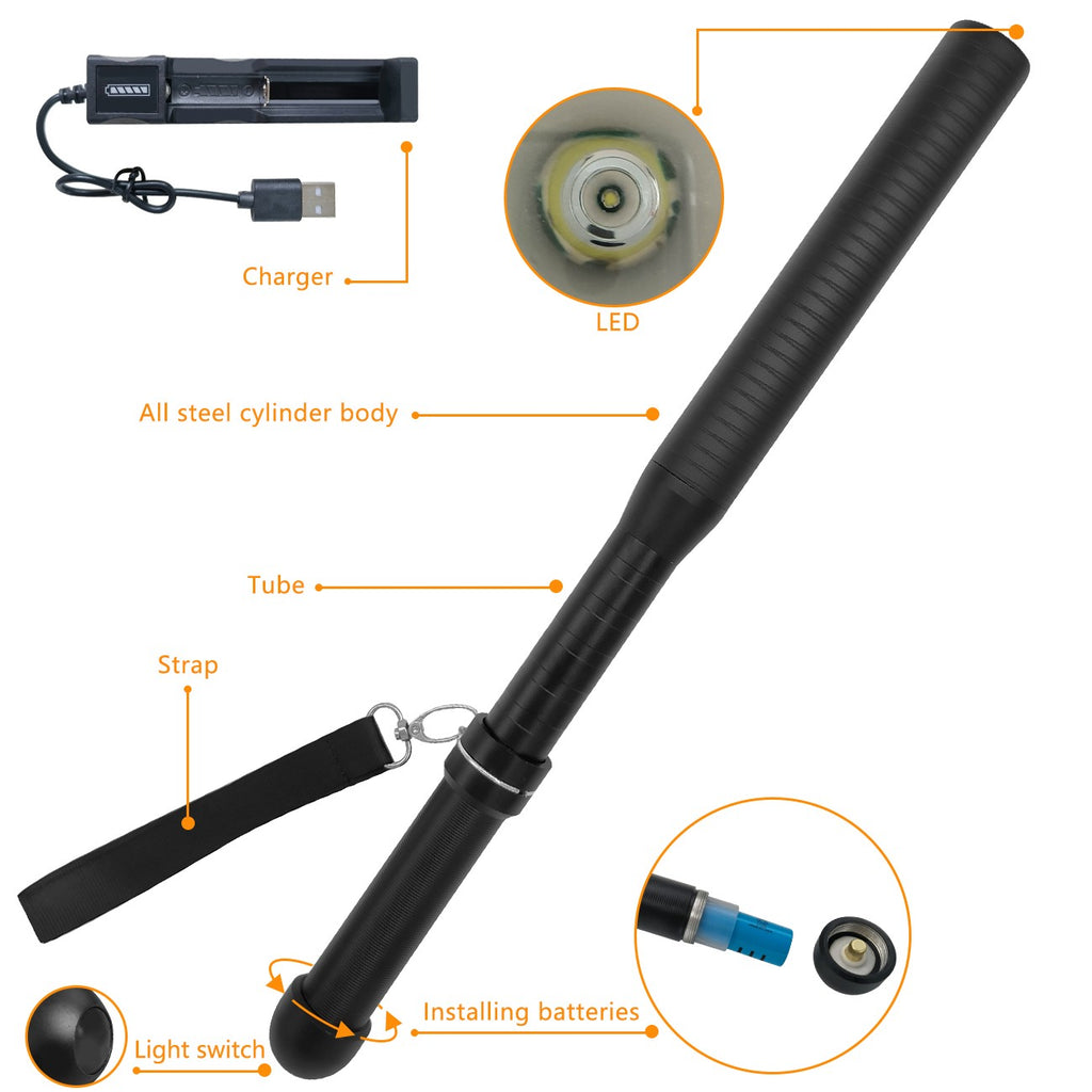 Baseball LED Flashlight Rechargeable Torch Spotlight Emergency Security Work Light 3 Lighting Modes