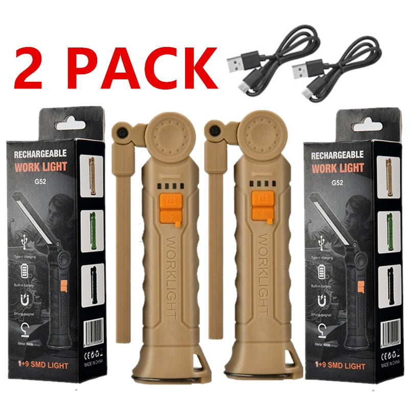 Rechargeable LED COB Work Light Mechanic Flashlight Lamp Magnetic Folding Torch Camping Light