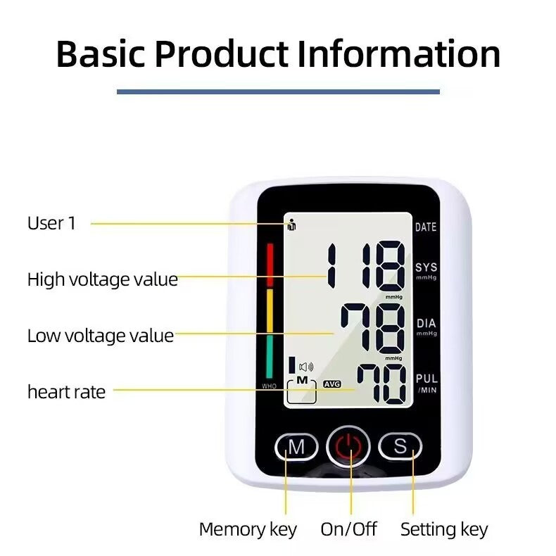 Blood Pressure Monitor Upper Arm, Automatic Digital Upper Arm Blood Pressure Voice Talking