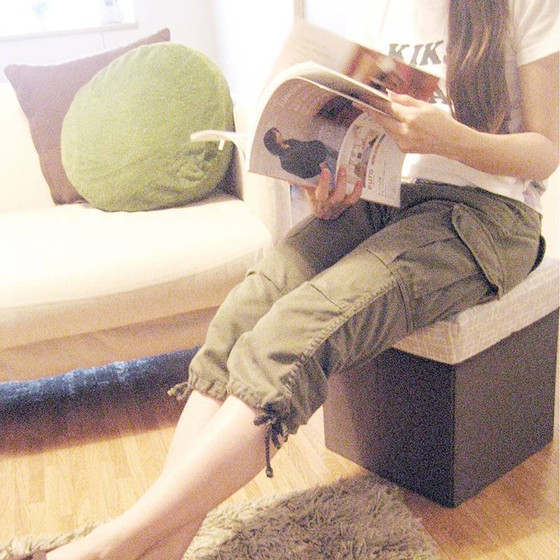 Folding Ottoman Storage Stool Cube Footstool Stool Blanket Box With Cover
