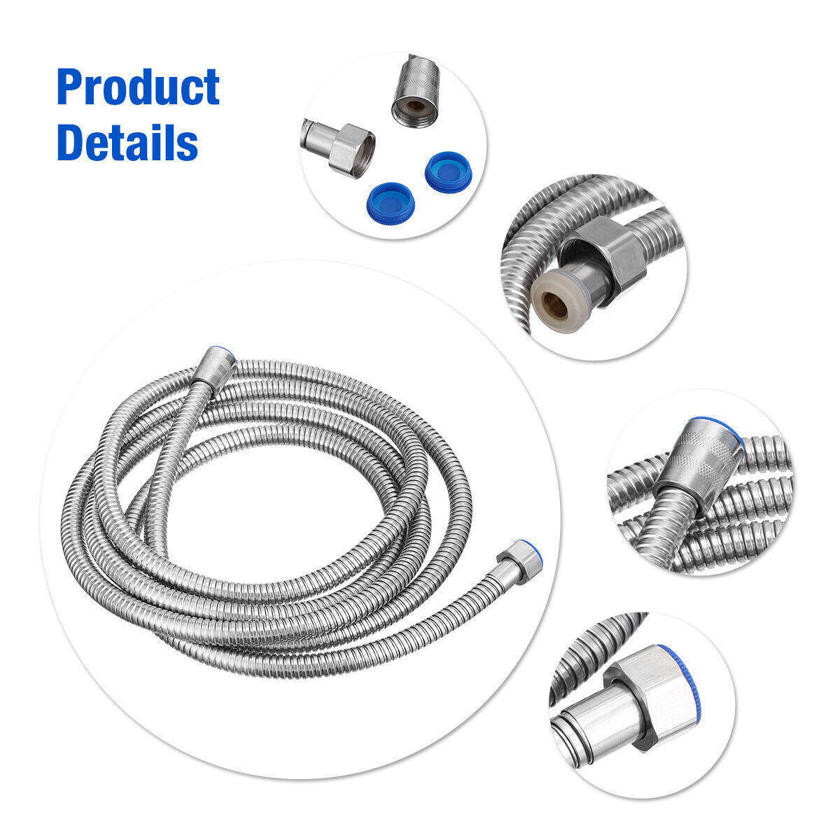 Shower Head Hose 2 Meters 79Inch Extra Long Bathroom Flexible Stainless Steel Pipe Household Flower Wine Shower Hose