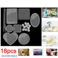 18pcs Coaster Cup Mat Mold Round Silicone Mould Kit For Craft DIY Epoxy Resin