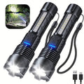 Rechargeable LED Flashlight Tactical Torch Police Super Bright Work Light Lamp Red White Blue 3 Light USB Charging